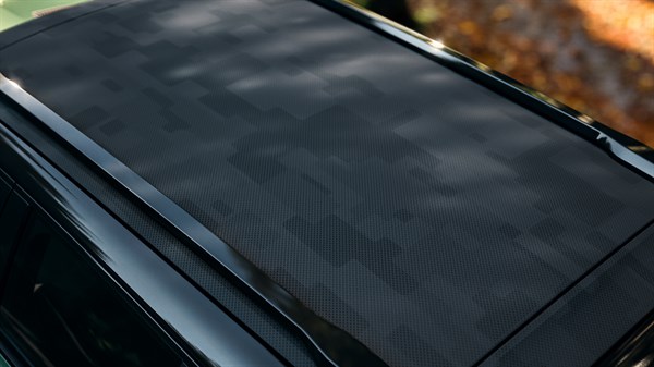 roof decor in pixel-printed fabric
